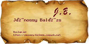 Jánossy Balázs névjegykártya